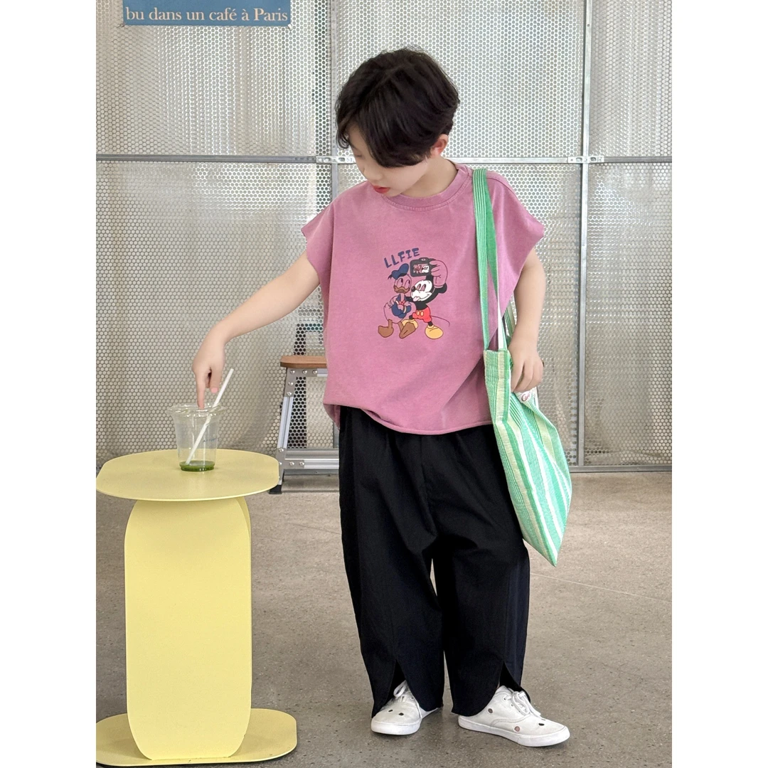 in 爱：nl25夏季童装男童短袖韩系简约卡通印花T宽松上衣潮90796