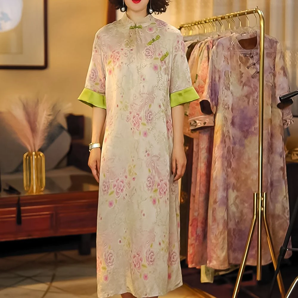 【芙蓉】2025新款香云妈妈装连衣裙夏季复古春夏文艺中国风