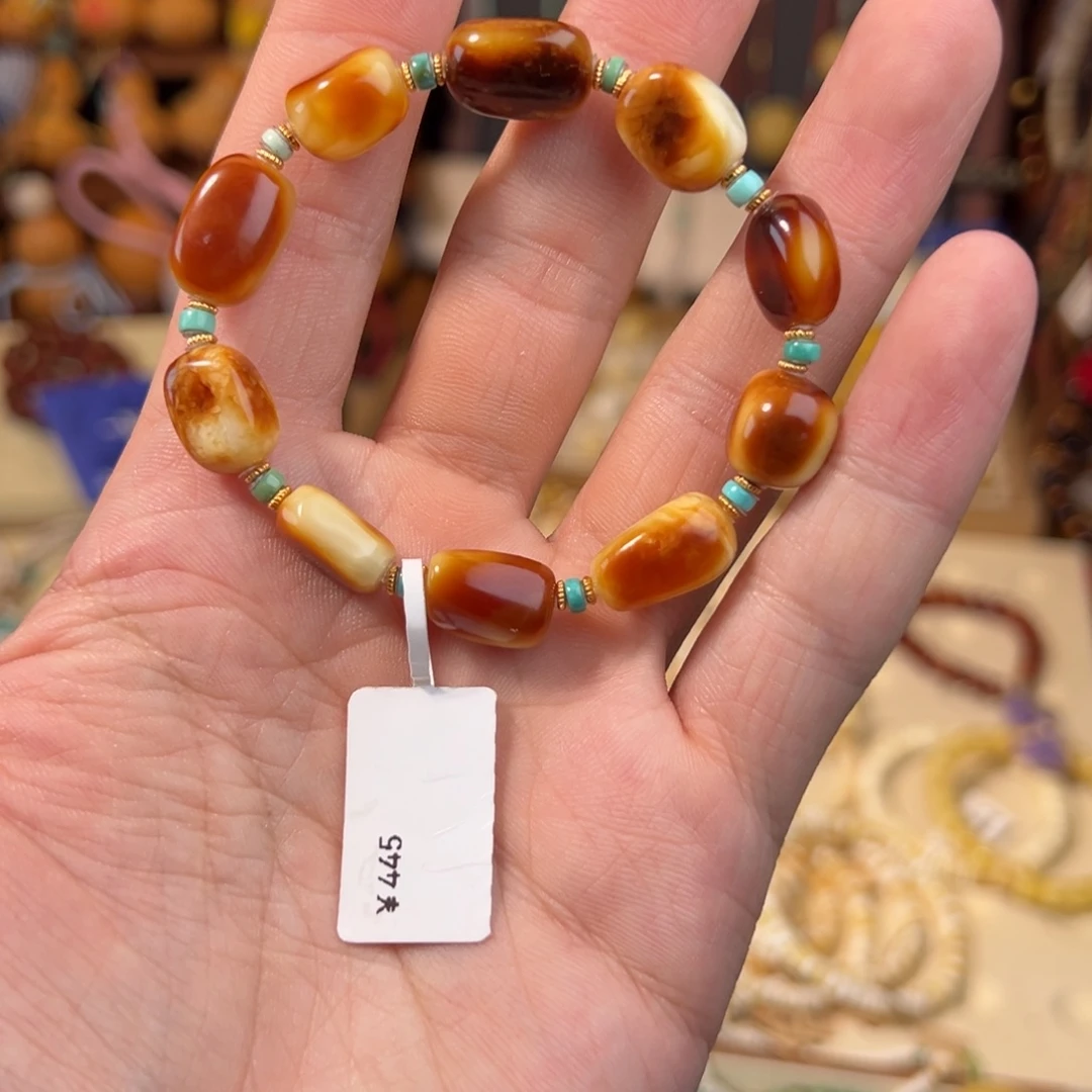 蜜蜡未镶嵌手链天然沁色蜜蜡手串