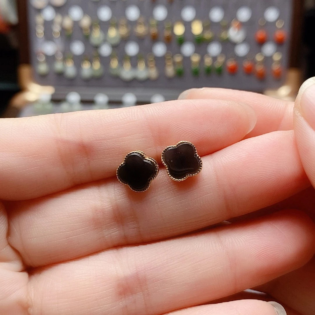 银S925镶嵌和田玉耳饰