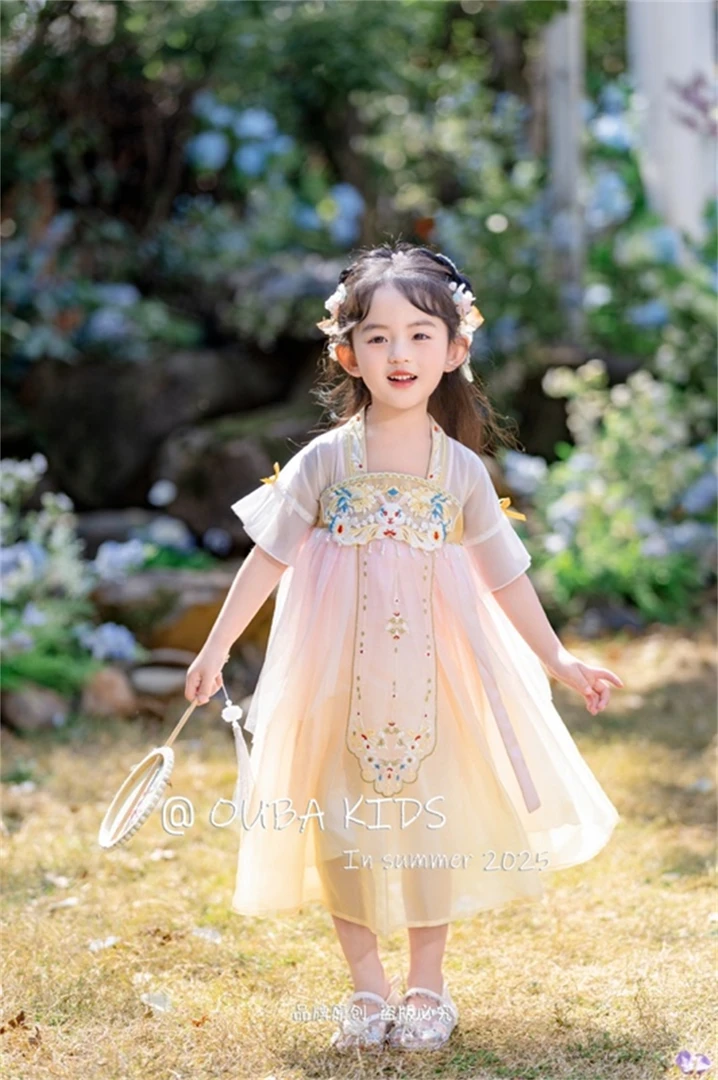 【现货】252-OB-25898多色 女童2025年夏季中国涟漪汉服裙童装