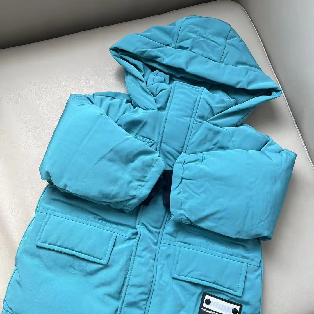 6280-碧蓝色工装派克羽绒服S