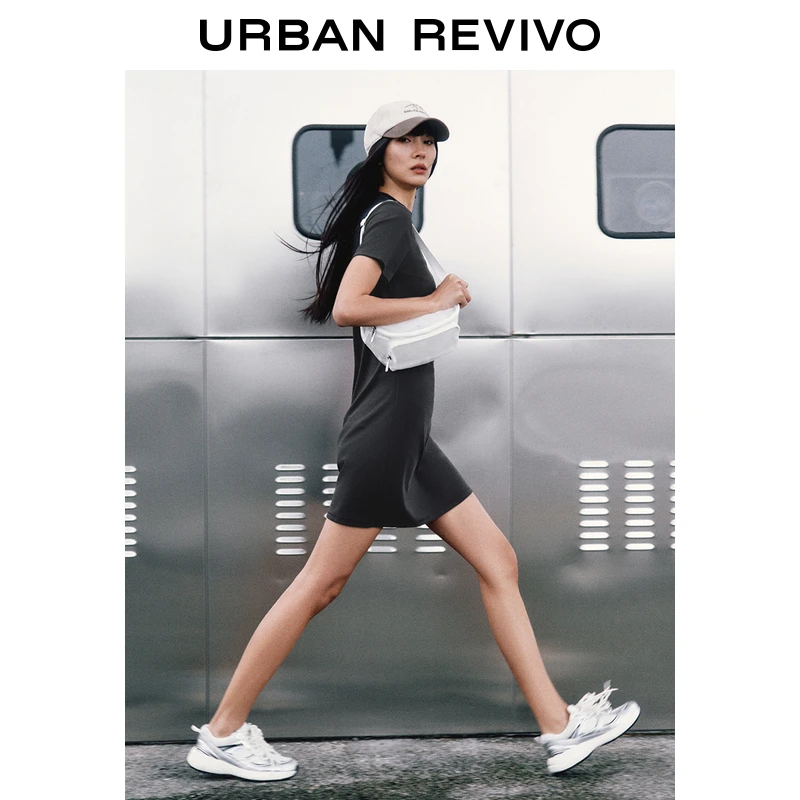 UR2025春季新款女装时尚简约通勤纯色短袖连衣裙UWM750046