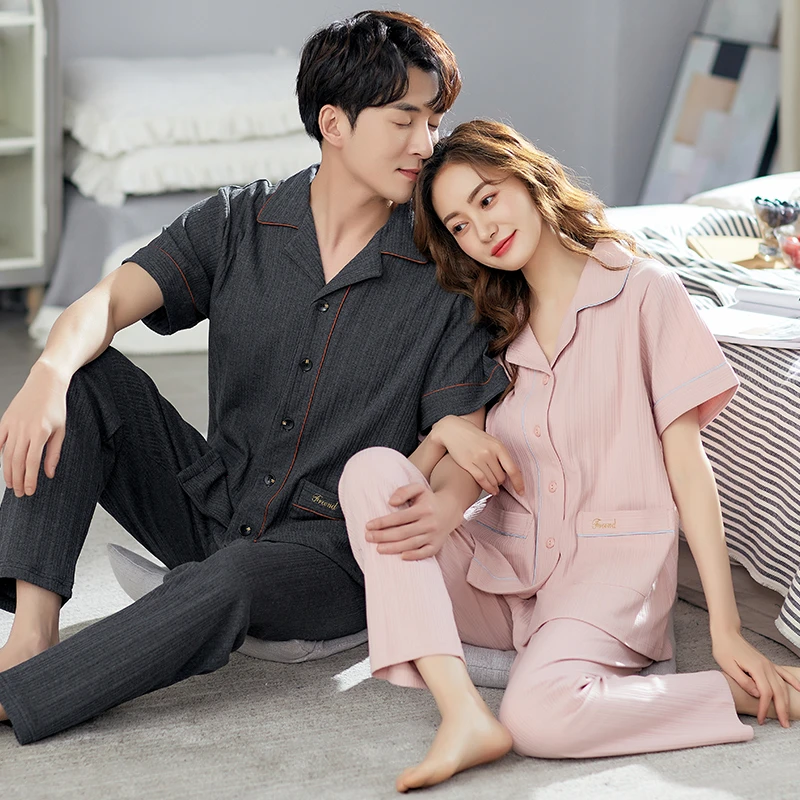 短袖家居服（清2000-清3000）断码男女套装短袖家居服睡衣秋春季