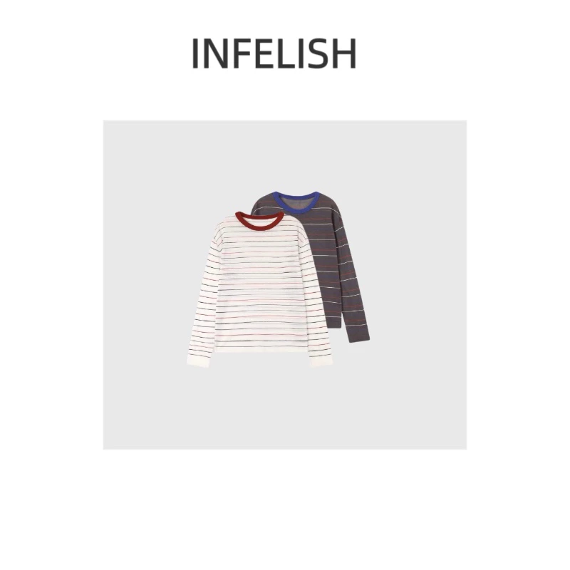 晓夏自制 "糖果条纹" 缪系! 醋酸棉18针超细纱线 撞色长袖针织衫