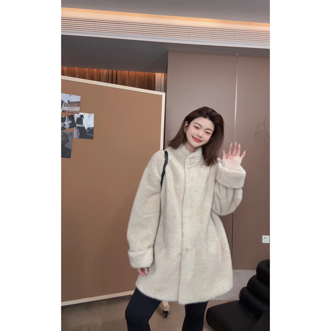 2025冬款新品【年货定制 纯色立领自留款毛毛外套】