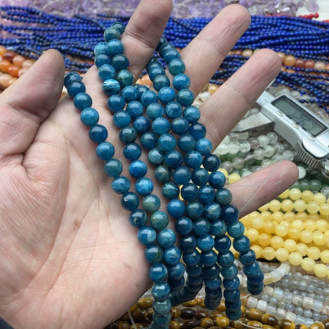 玛瑙/玉髓珠宝半成品未镶嵌一条装8mm蓝鳞灰圆珠