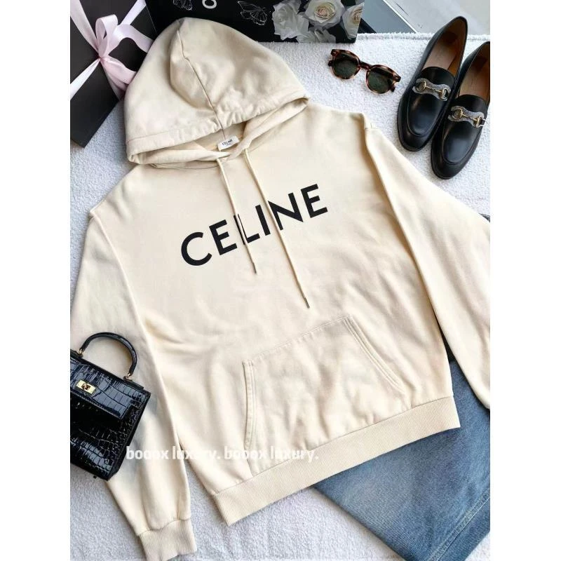 95新 Celine/思琳  cc1110 棉 印花logo帽衫 s码