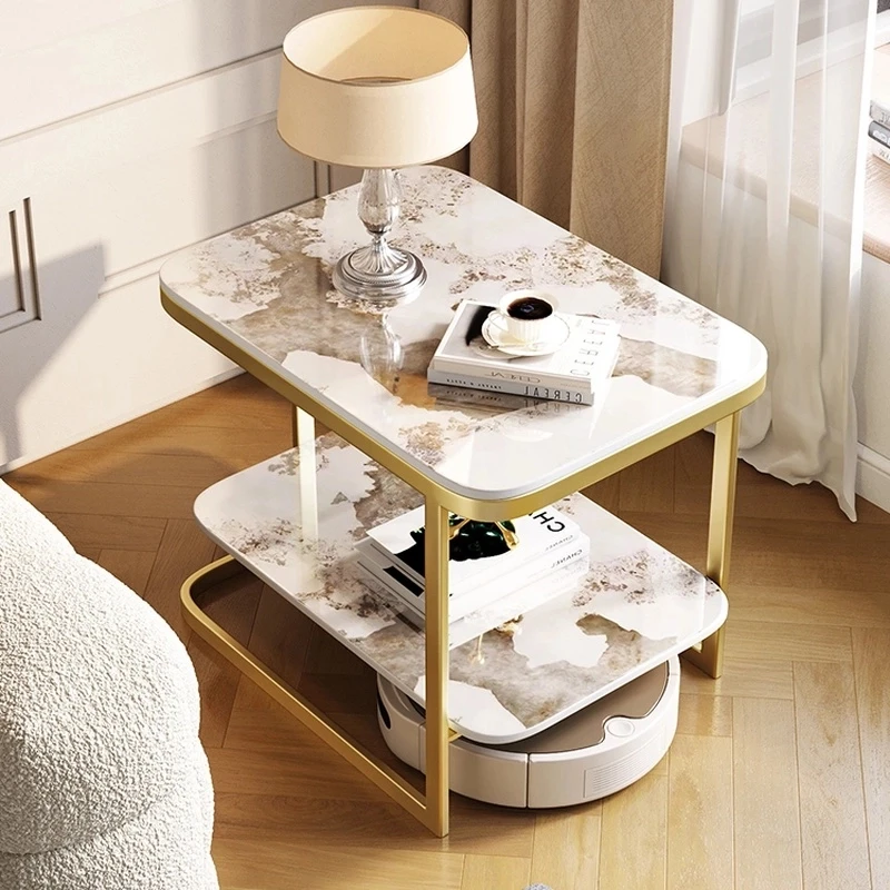 轻奢岩板边几沙发侧边角几方桌简约可移动边几茶几阳台茶桌鱼缸架