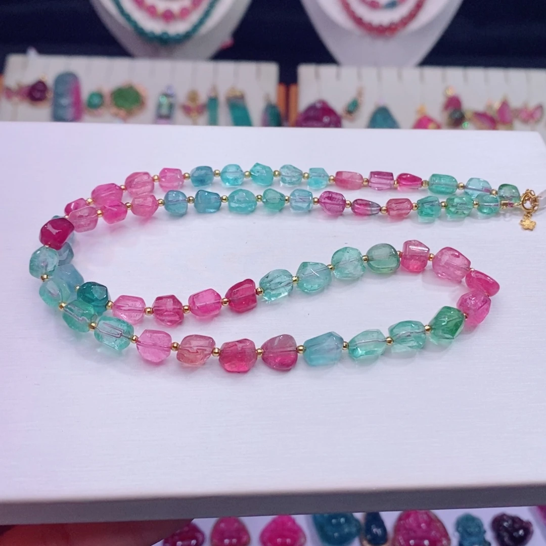 颈饰18K金镶嵌碧玺A项链