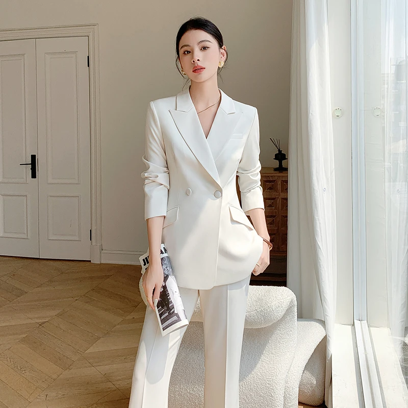 西装套装女气质名媛高级感美业工装主持人正装讲师工作服休闲西服