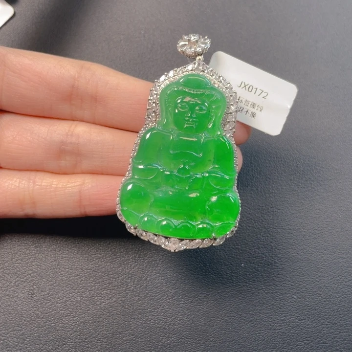 吊坠(不含链)银S925镶嵌翡翠