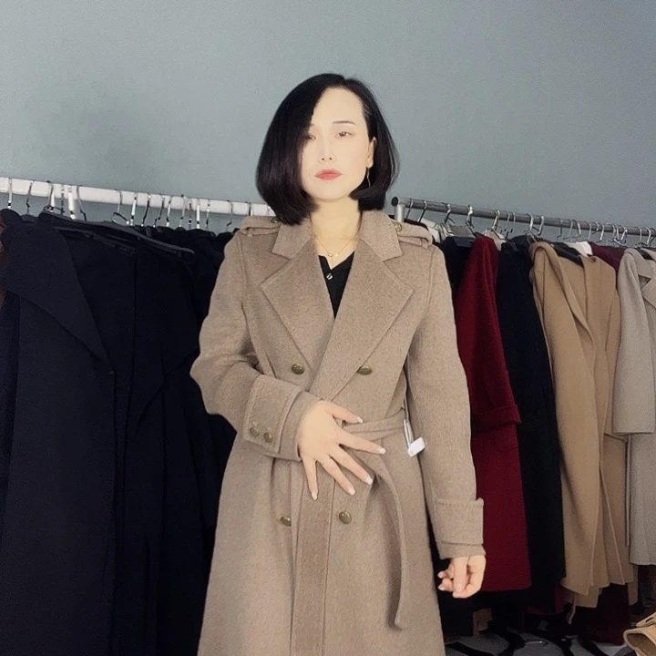 双面呢大衣紫绒色M码