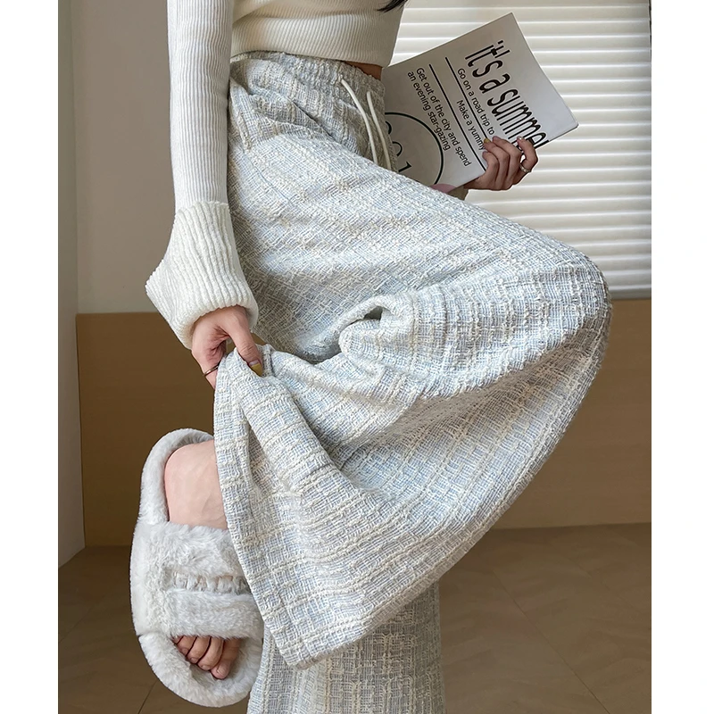 小香风阔腿裤女春秋2025新款小众设计感高腰显瘦小个子休闲拖地裤