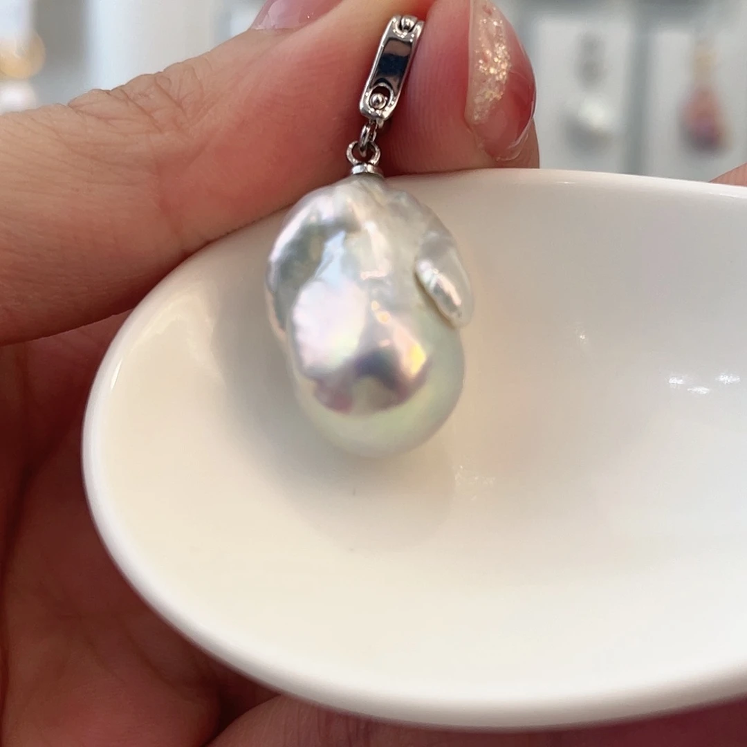 淡水珍珠天然珍珠巴洛克银S925镶嵌