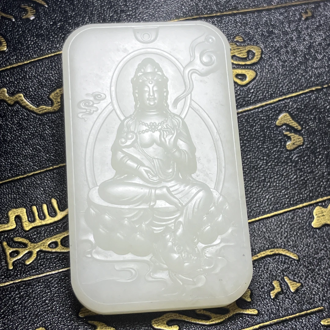 和田玉 如意观音 挂件 72.8克 尺寸68x39.9x11.3mm