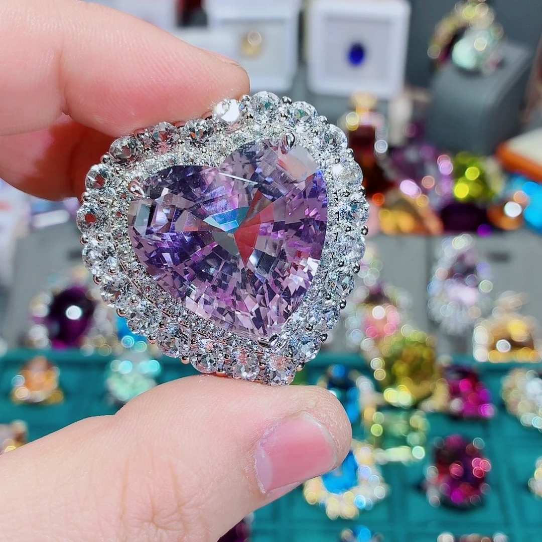 桃***汪戒指银S925镶嵌水晶