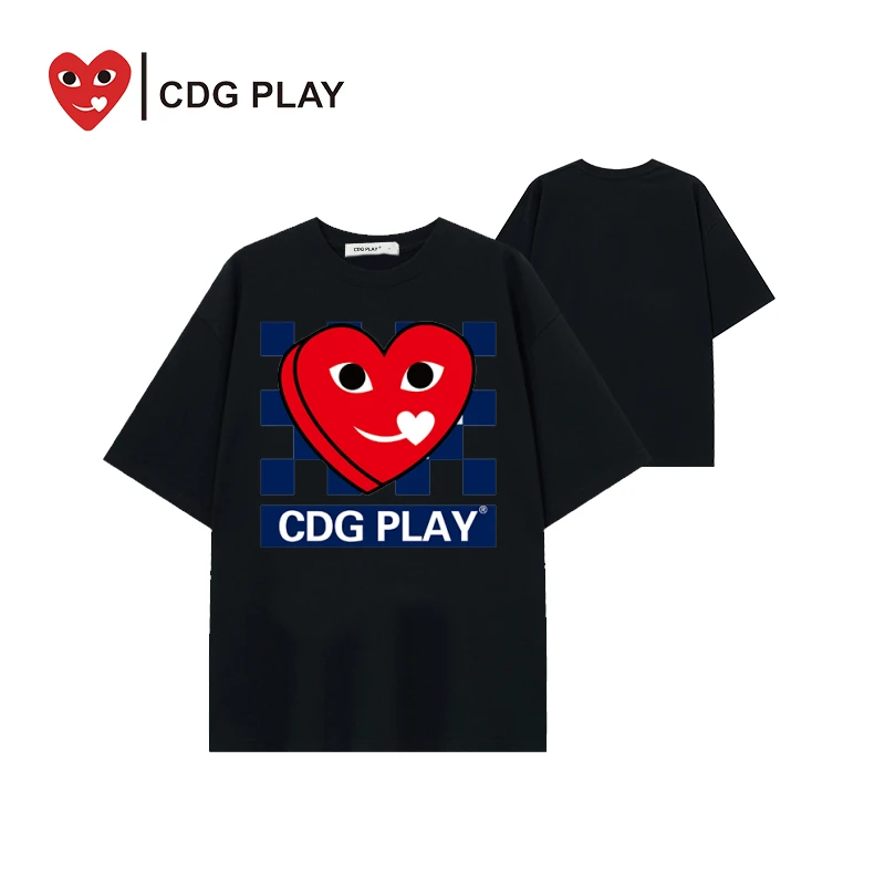CDG PLAY爱心欧若风春装女款爆款2025新款潮流印花双红心短袖