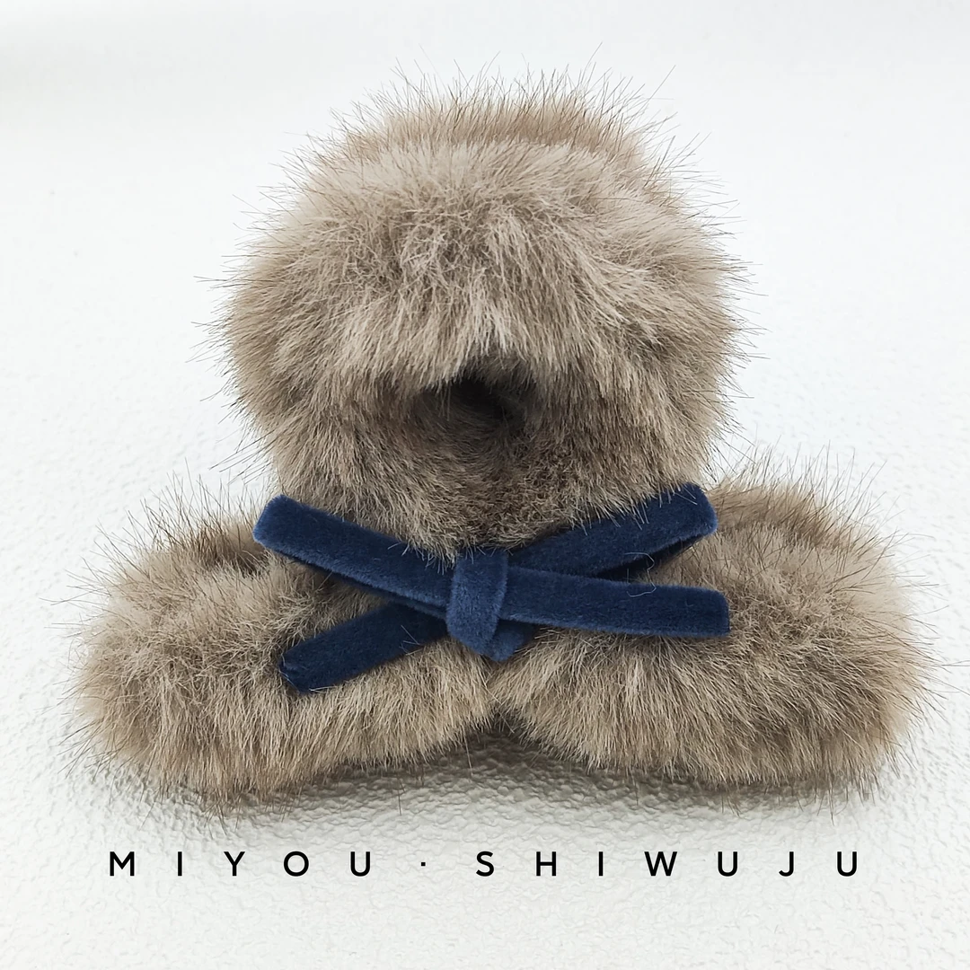 浅米灰毛绒宝蓝色蝴蝶结中号抓夹可爱发卡气质网红百搭简约