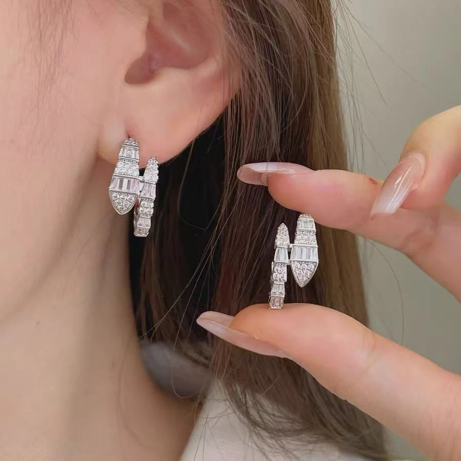 925银耳饰 几何饰品小众瑞丽风个性银色女千金风欧美风耳钉素款