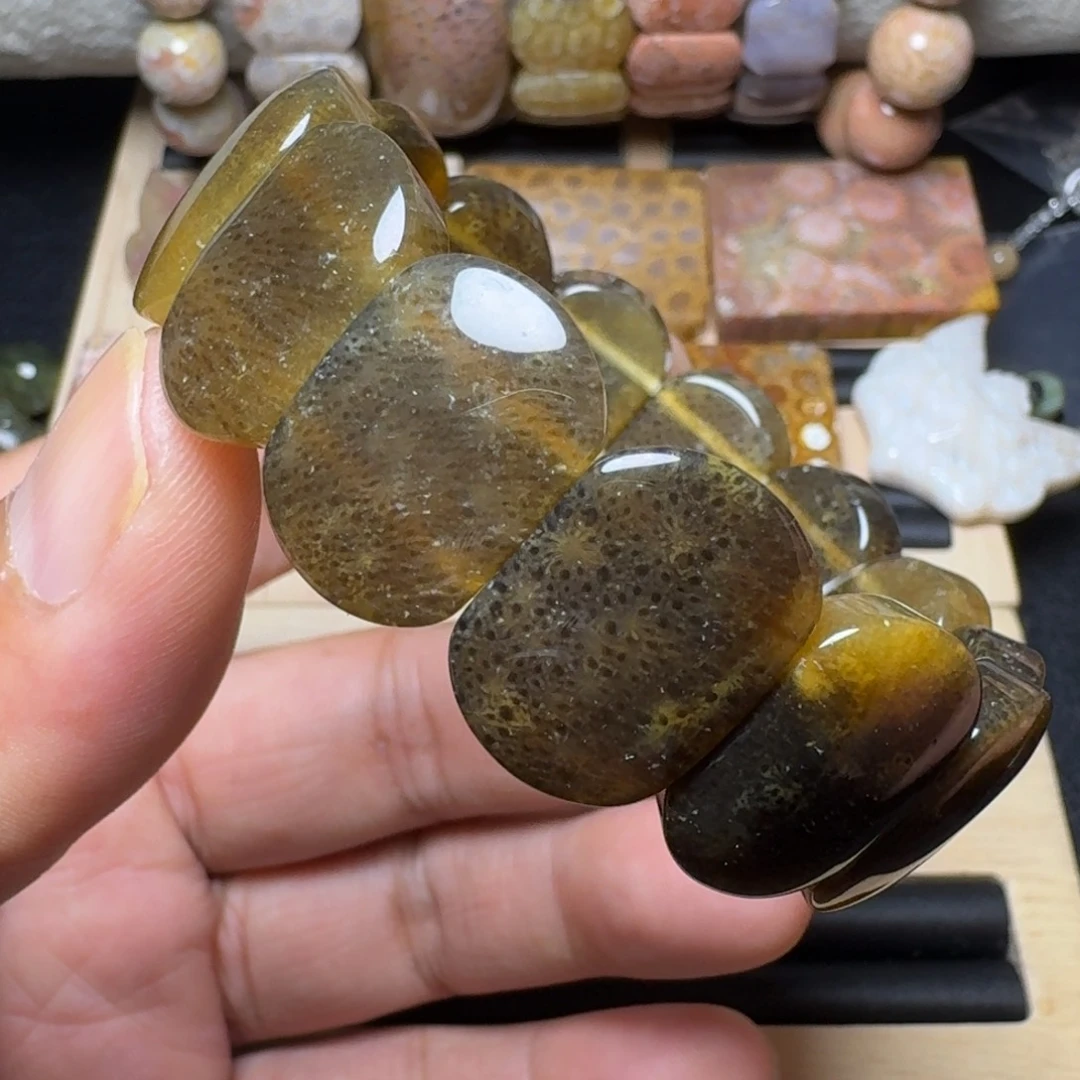 硅化玉未镶嵌纯天然色有机玉石保真色黑芝麻花