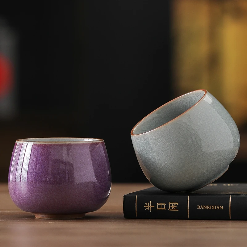 紫钧冰花主人杯单杯开片个人专用茶杯陶瓷品茗杯功夫茶具茶盏家用
