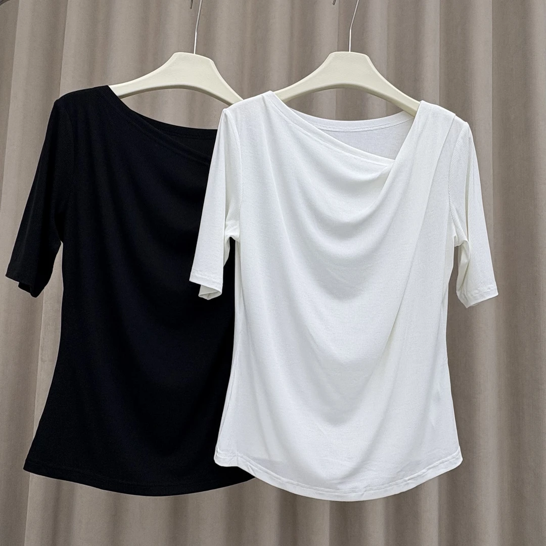 静静推荐 显瘦经典百搭气质款荡领上衣2339