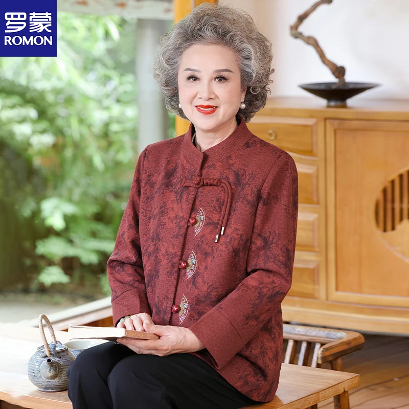 罗蒙奶奶装春秋季外套2025新款中老年人妈妈装女装衣服老太太