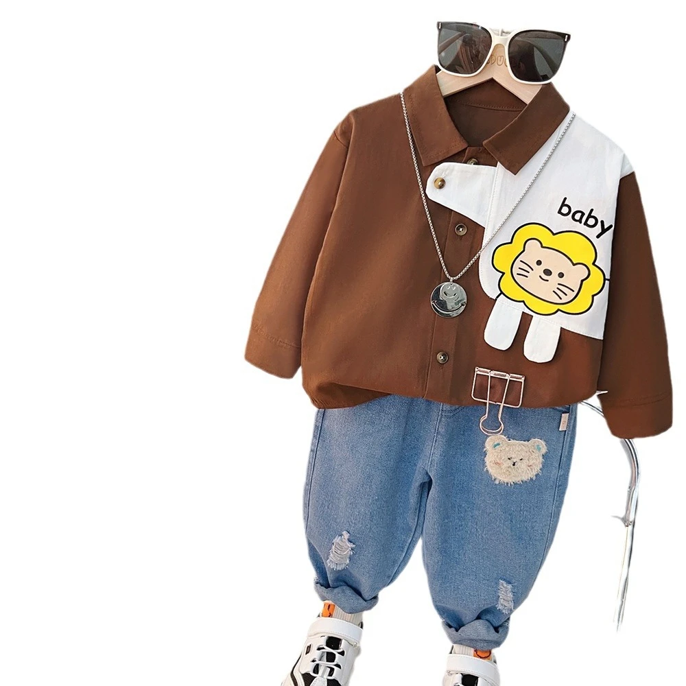 【拍一发二】2025洋气宝宝新款春秋装儿童装休闲衬衫牛仔裤