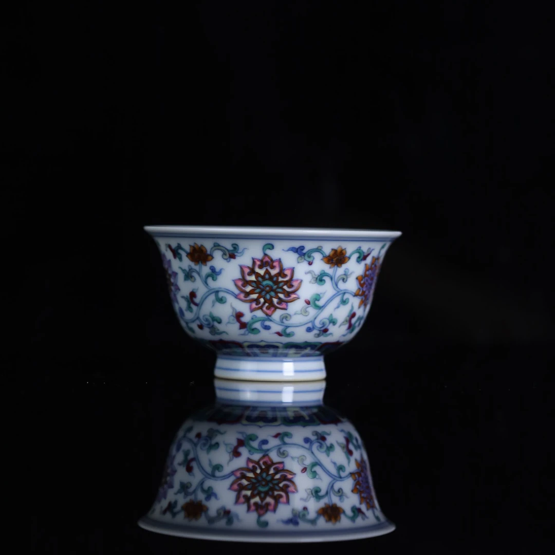 刘建锋窑斗彩金刚莲手工陶瓷主人杯小压手杯顺丰包邮LJF281