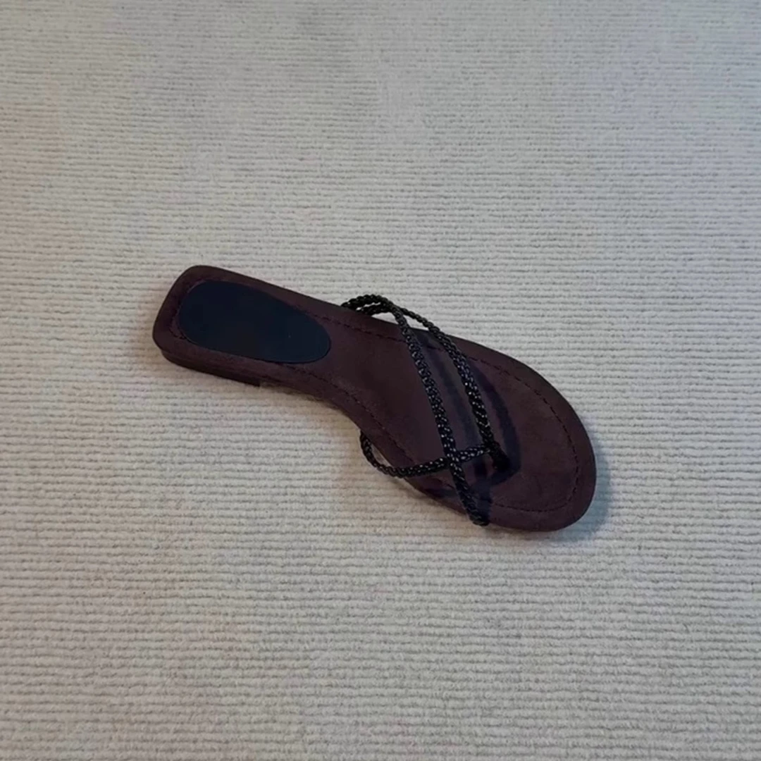 羊皮版~小众时尚夹趾鞋极简度假平底人字拖外穿拖鞋沙滩凉拖鞋