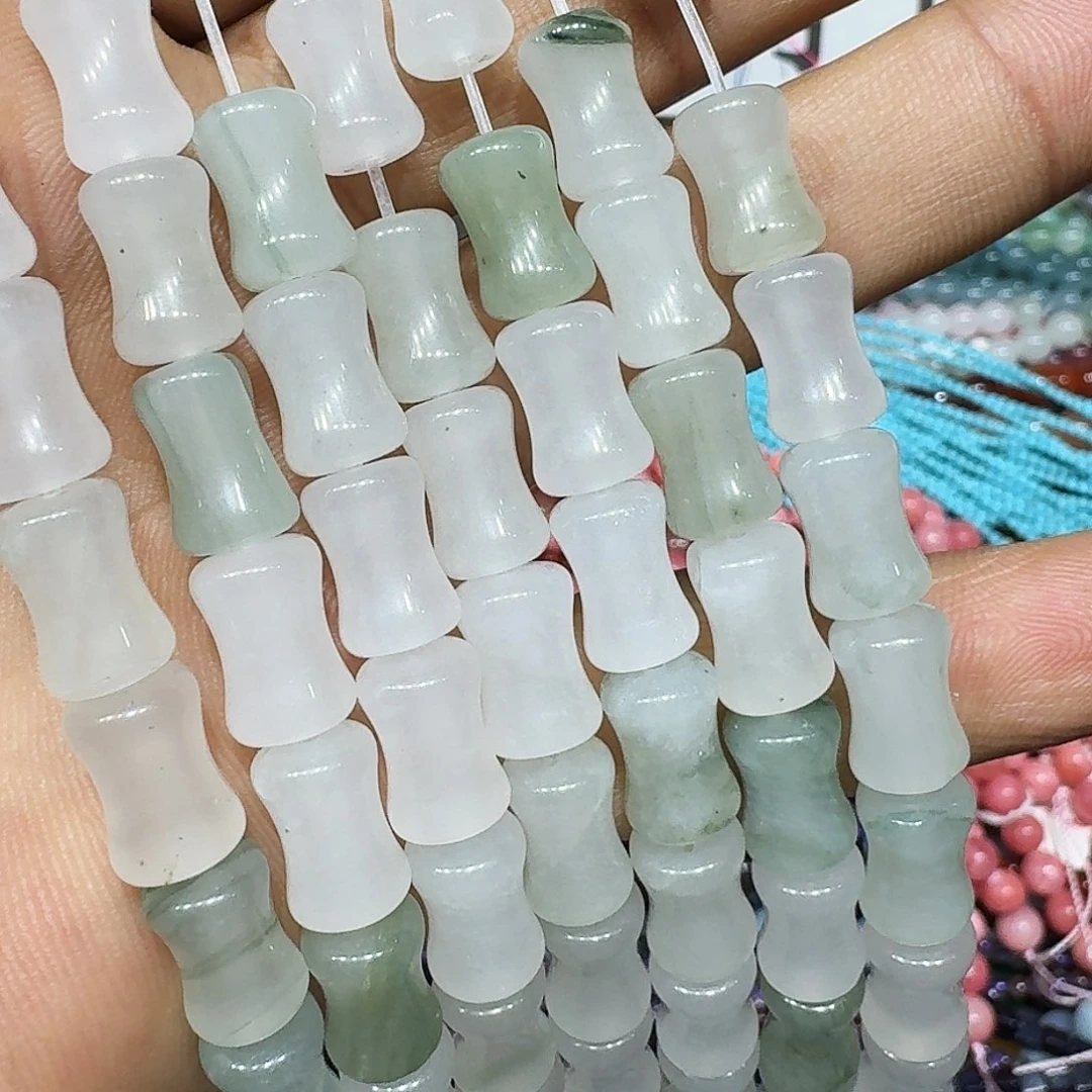 玛瑙/玉髓未镶嵌珠宝半成品天山翠竹节8x12mm一条
