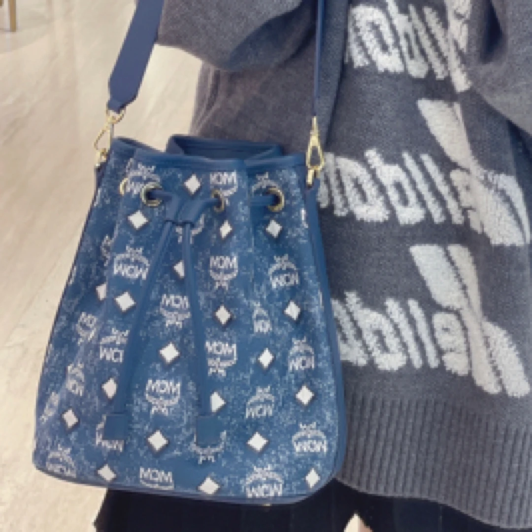 99新 MCM MCM蓝色老花单肩包