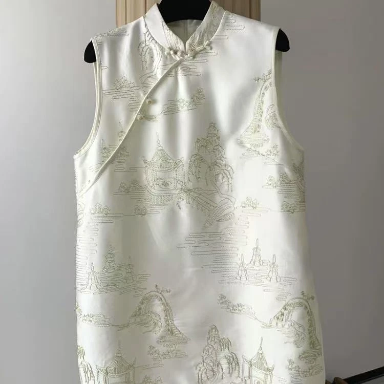 510/9556/169  新中式盘扣重工刺绣马甲背心
