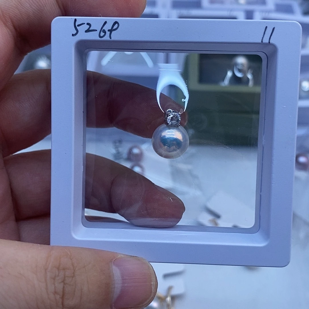 淡水珍珠银S925镶嵌吊坠(不含链)