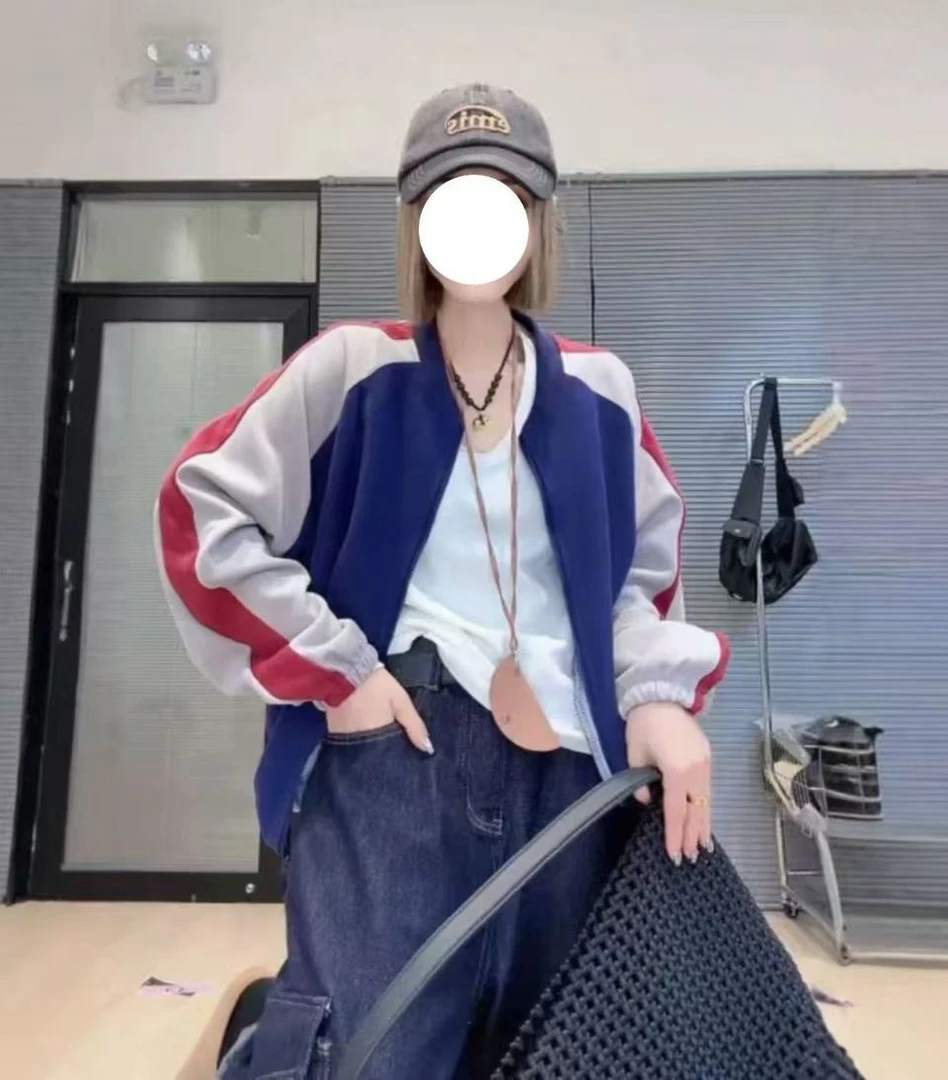 【湘湘严选】2025春新款时尚撞色拉链长袖卫衣棒球服百搭外套潮