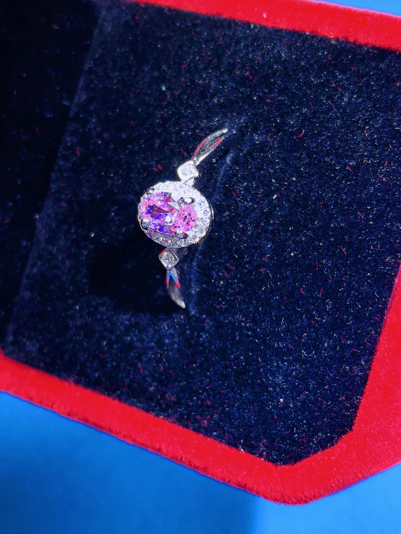 s925银镶粉蓝宝石戒指