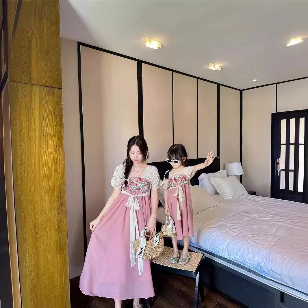 旗袍裙女童汉服连衣裙夏2025新款儿童新中式改良母女连衣裙国风装