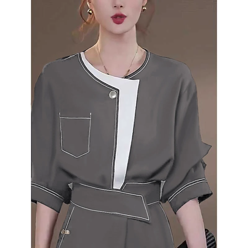 【三色】【两件套】2025夏季新款轻奢高级衬衣设计感显瘦百搭D1022