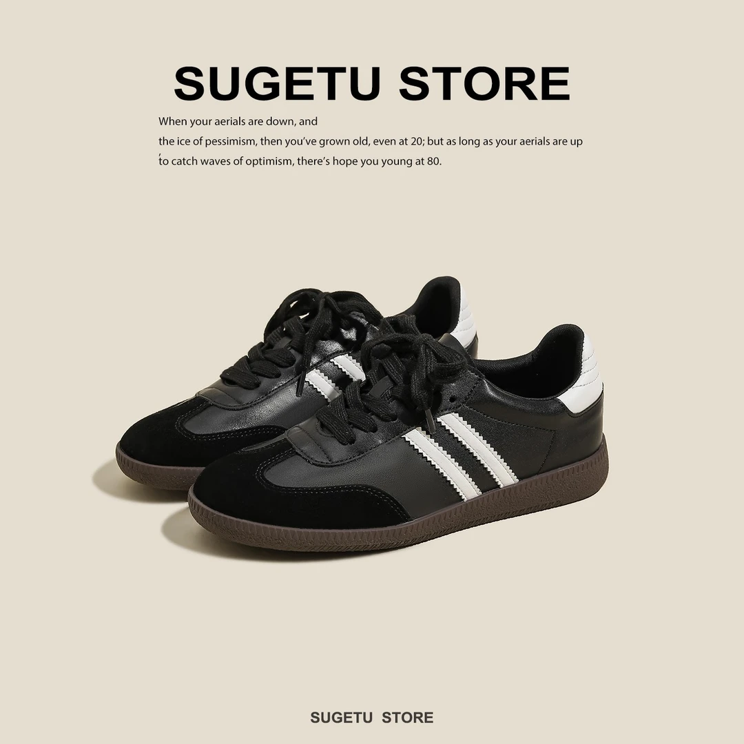 经典款~德训鞋女2025秋季新款黑色休闲运动鞋女复古百搭软底女鞋