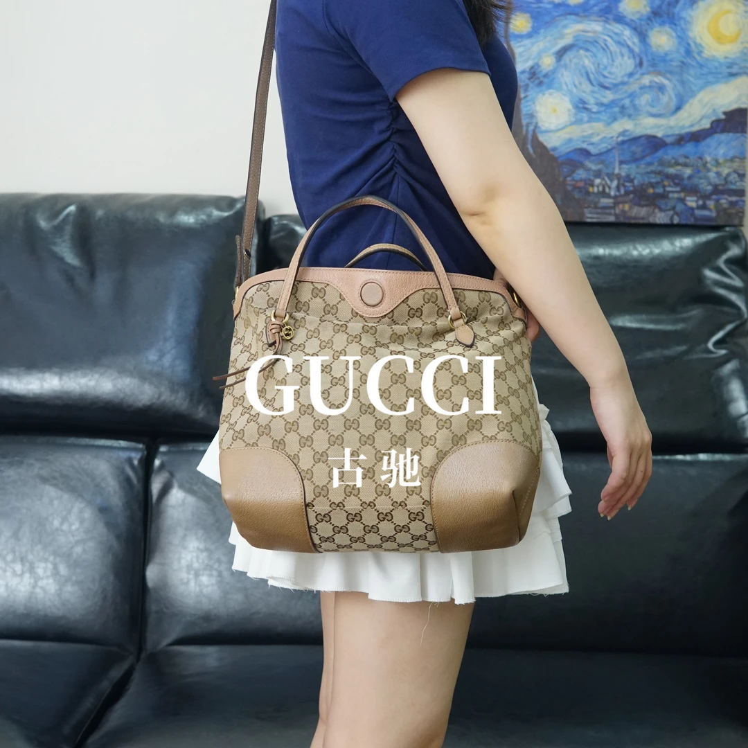 95新 GUCCI/古驰 老花手提斜挎包/ZH06619010/9010