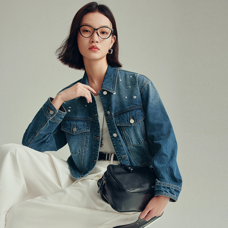 【艾美甄选】MOFAN摩凡秋新款牛仔蓝短外套MDW576612