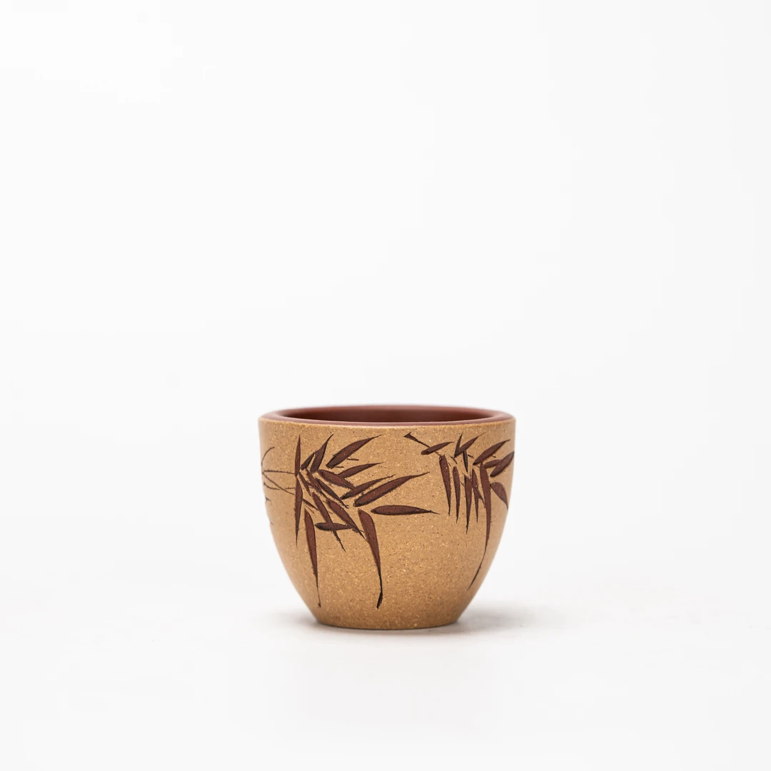 珽珽茶器 撷砂 竹影清风杯 紫泥粉浆 62cc 紫砂主人杯