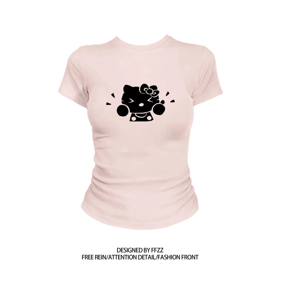 奥特莱斯~专柜撤单大牌撕标美式纯棉正肩短袖印花T恤女时尚打底衫