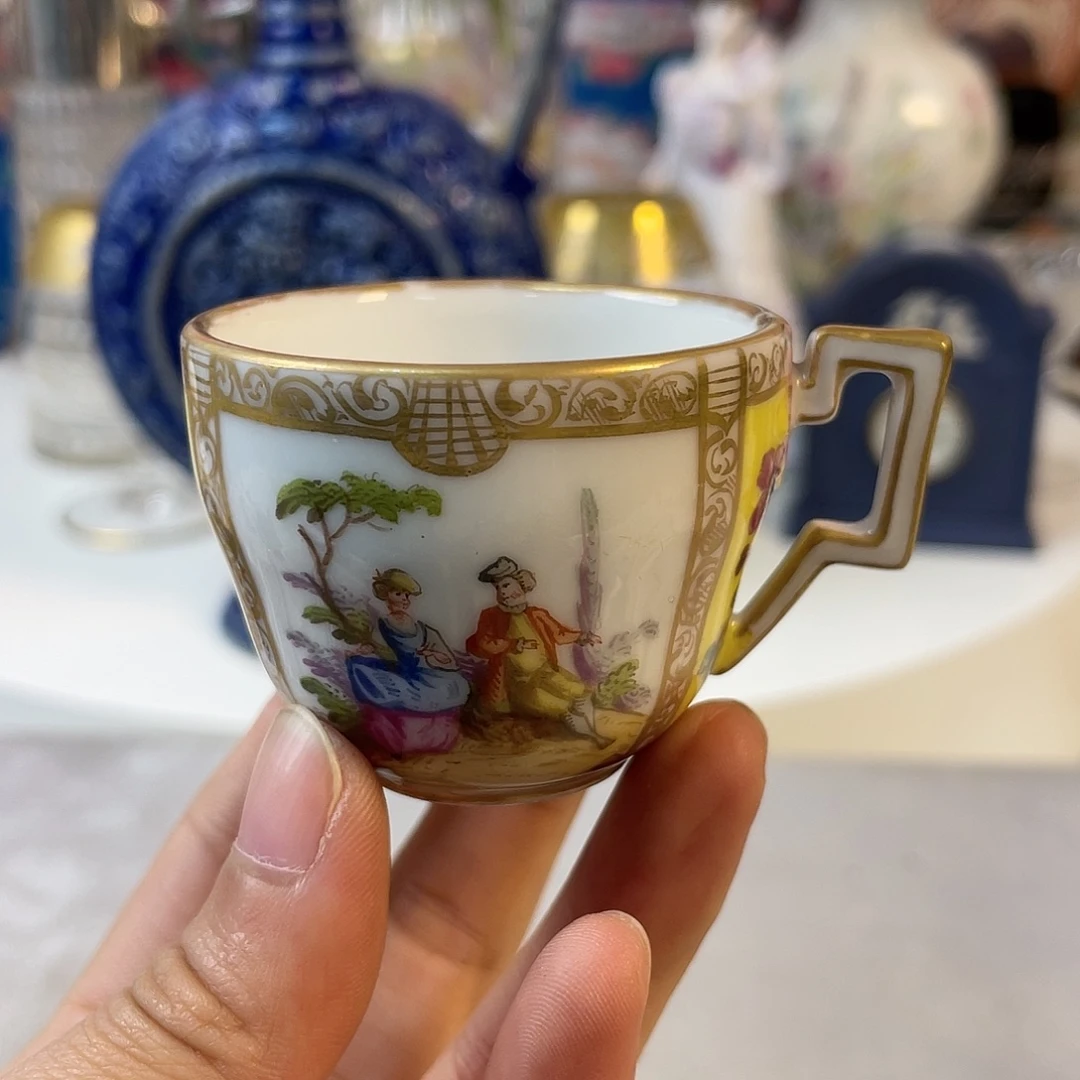 梅森手绘瓷器欧瓷咖啡杯水晶杯