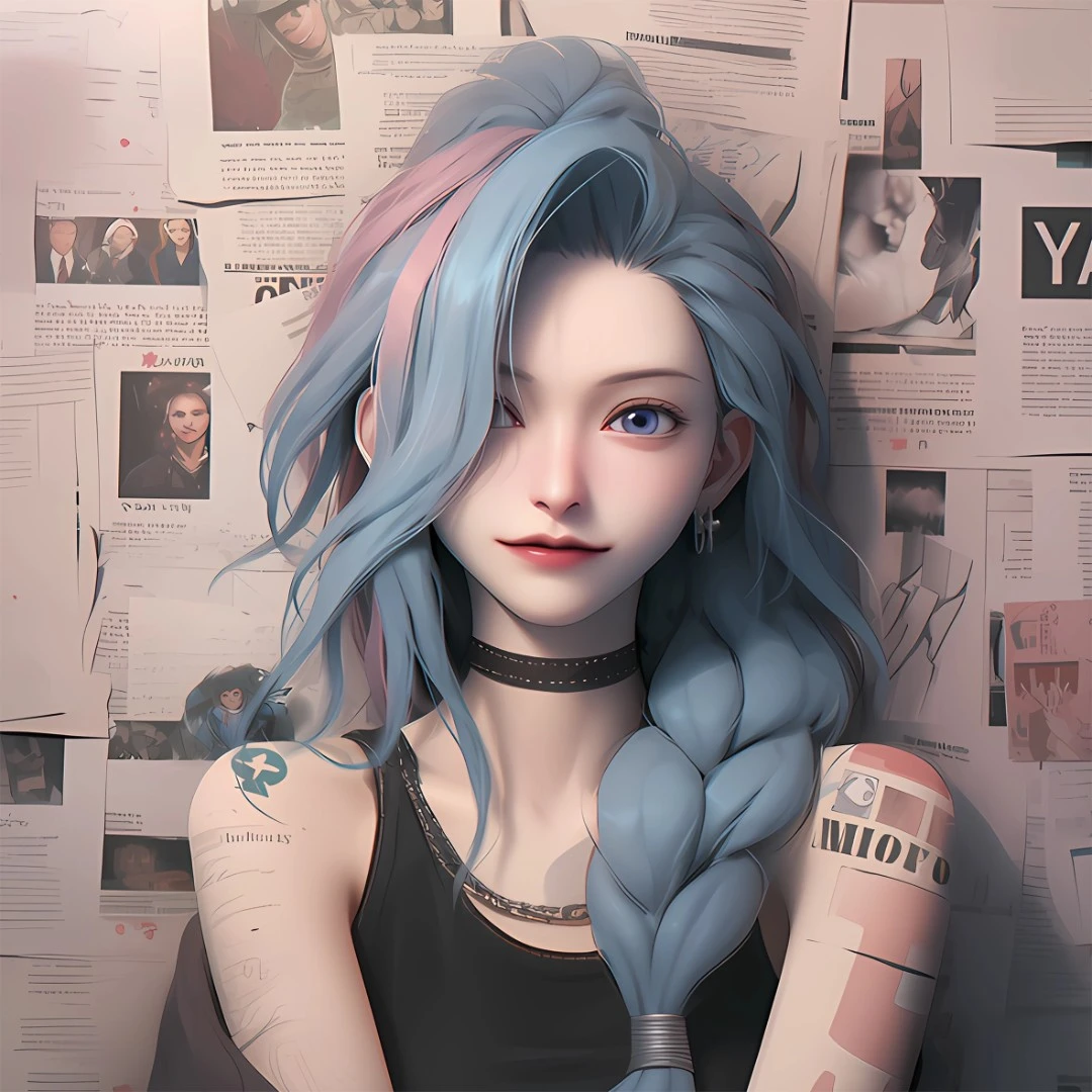 蓝发金克丝1 动漫装饰画电竞房卧室 40x80