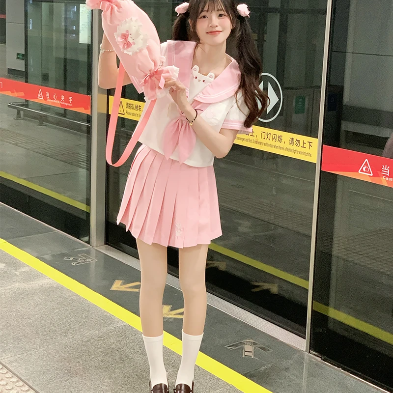 小熊来信正版原创jk幼稚园水手服女萌软可爱风日系中间服短袖套装