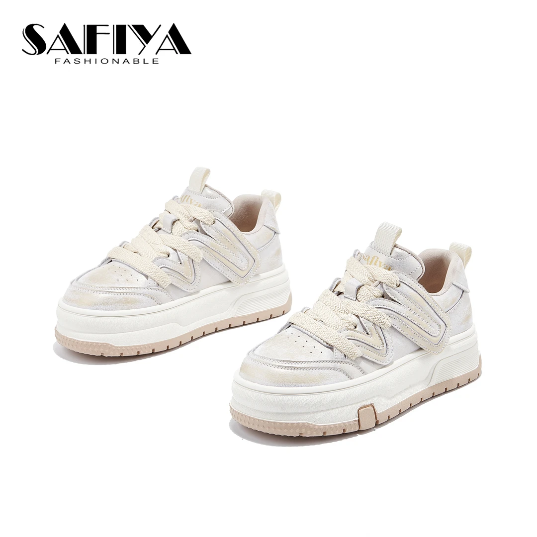索菲娅Safiya2025秋季新款厚底低帮系带运动时尚休闲鞋SF44112B01