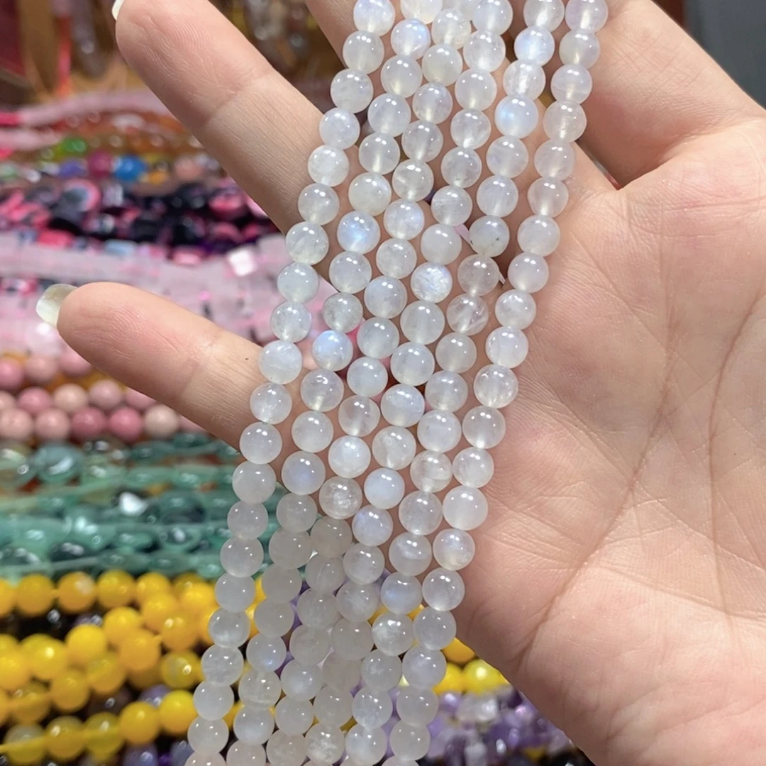 玛瑙/玉髓未镶嵌珠宝半成品蓝月光一条卡6mm