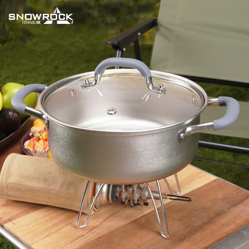 【钛上皇】2.9L玻璃盖纯钛双耳锅(手柄不锈钢)